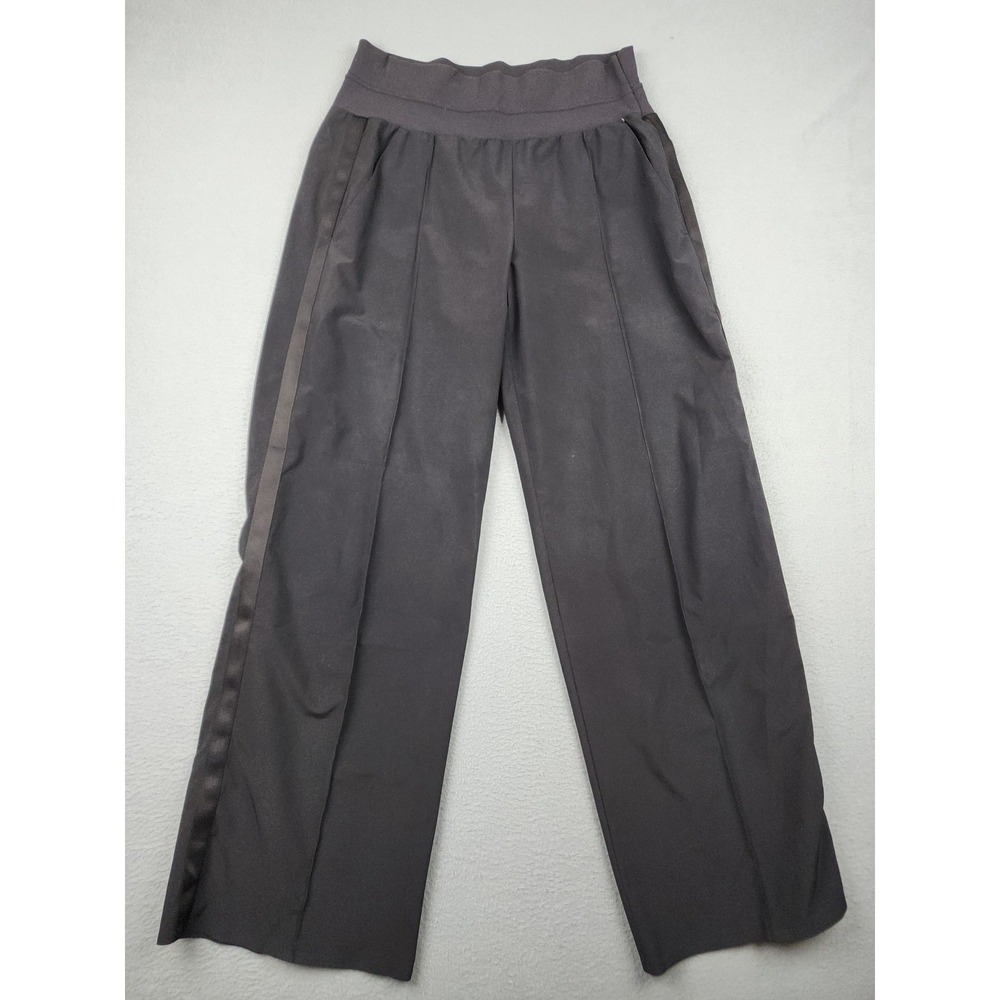 Athleta Nolita Wide Leg Track Pants Womens 4P Black Stretch Pockets Petite Gym